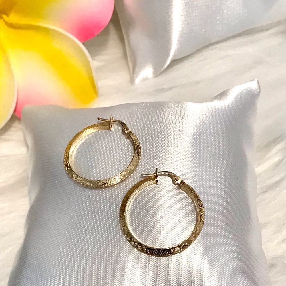 18K Solid Gold Hoops Earrings
